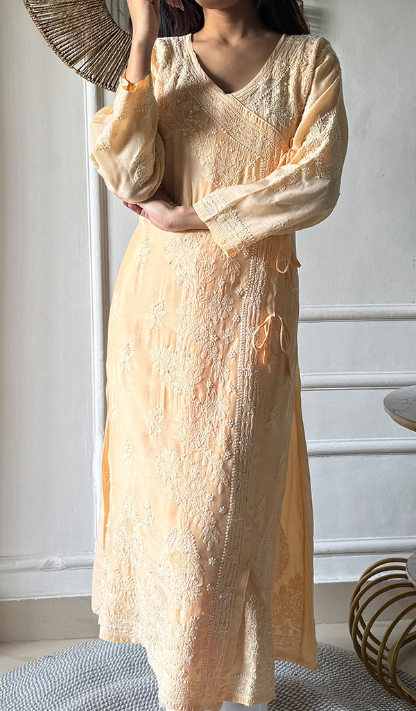 Women's Lucknowi Handcrafted Cotton Chikankari Angrakha - HONC0343792