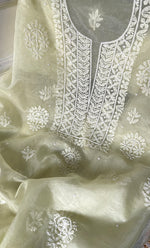 Load image into Gallery viewer, Women&#39;s Lakhnavi Handcrafted Organza Chikankari Unstitched Full Suit Material - HONC0287044
