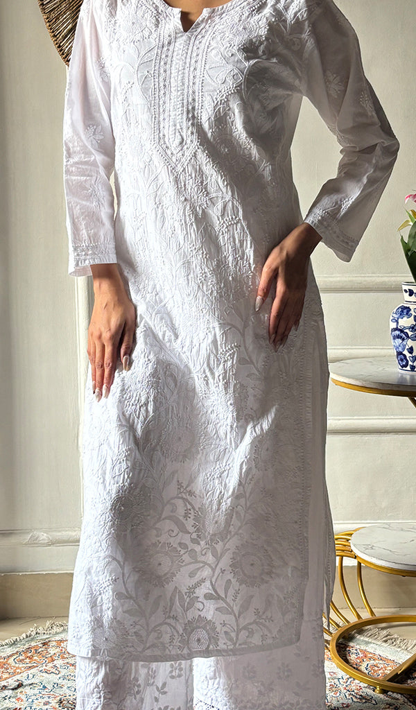 Women's Lakhnavi Handcrafted Cotton Chikankari Kurti - HONC0347113