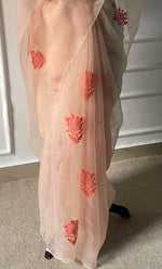 Load image into Gallery viewer, Women&#39;s Lucknowi Handcrafted Pure Organza Silk Chikankari Saree - HONC0294647
