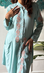 将图像加载到图库查看器中， Women&#39;s Lakhnavi Handcrafted Cotton Chikankari Top - HONC0315254
