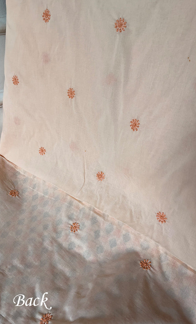 Lucknowi Handcrafted Cotton Chikankari Unstitched Men's Kurta Fabric - HONC0289827