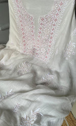 Load image into Gallery viewer, Women&#39;s Lakhnavi Handcrafted Mul Chanderi Unstitched Kurta And Dupatta Set- HONC0313320
