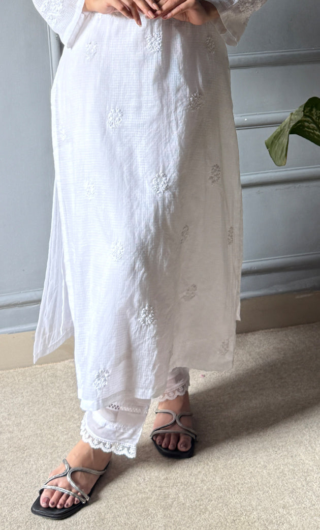 Women's Lakhnavi Handcrafted Kota Cotton Chikankari Kurti - HONC0305763