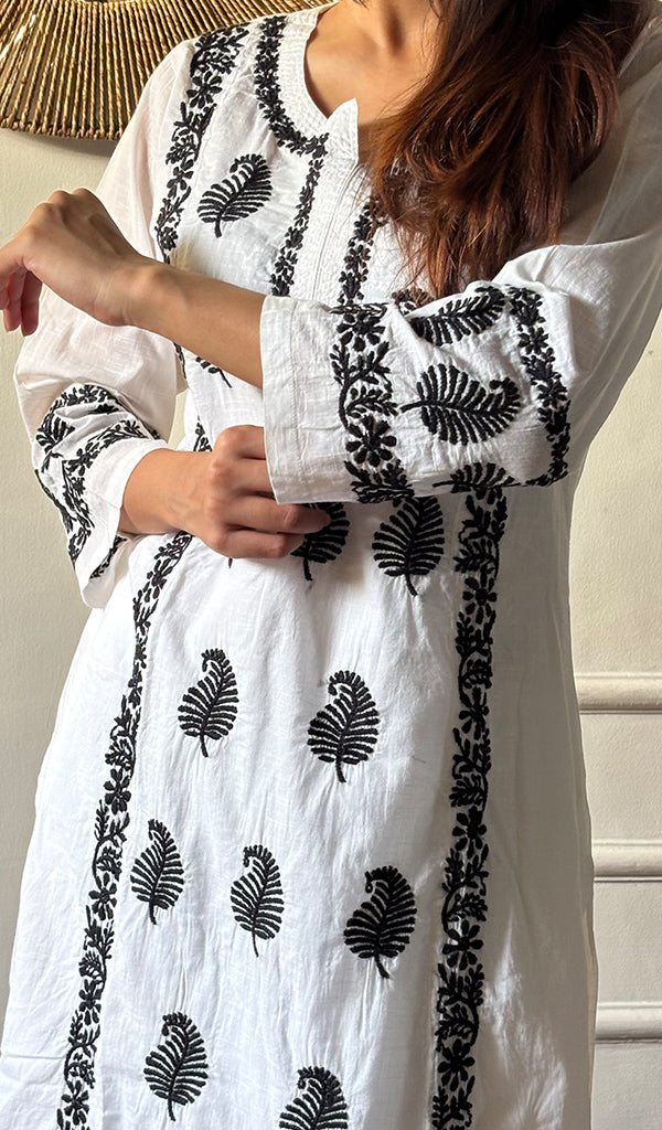 Pakeezah Women's Lucknowi Handcrafted Cotton Chikankari Kurti - HONC0171316