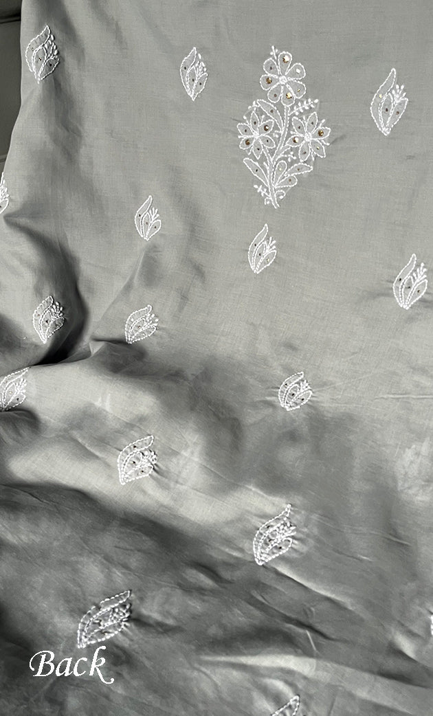 Women's Lakhnavi Handcrafted Unstitched Cotton Chikankari Suit Material - HONC0264452
