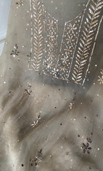 Load image into Gallery viewer, Marifa Women's Lakhnavi Handcrafted Pure Organza Chikankari Unstitched Kurta And Dupatta Set- HONC0340777