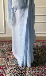 Load image into Gallery viewer, Women's Lakhnavi Handcrafted Cotton Chikankari Saree - HONC0317299