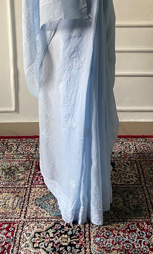 Women's Lakhnavi Handcrafted Cotton Chikankari Saree - HONC0317299