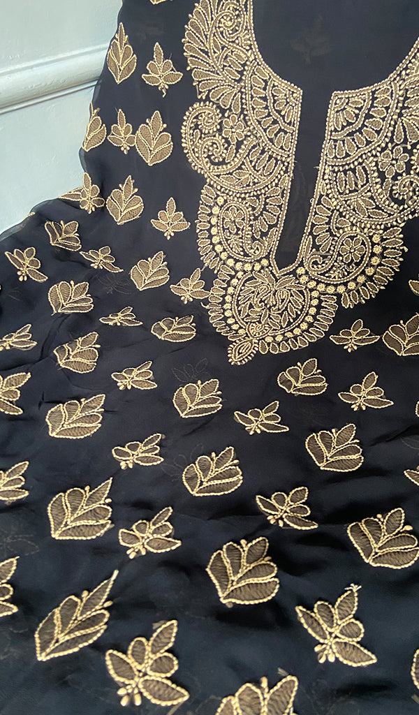 Lucknowi Handcrafted Faux-Georgette Chikankari Suit Material - HONC0347515