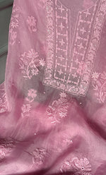 Load image into Gallery viewer, Women&#39;s Lakhnavi Handcrafted Pure Organza Chikankari Unstitched Kurta And Dupatta Set- HONC0307950
