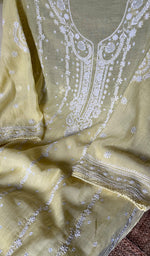 将图像加载到图库查看器中， Hana Women&#39;s Lakhnavi Handcrafted Mul Chanderi Semi - Stitched Kurta And Dupatta Set - HONC0290061
