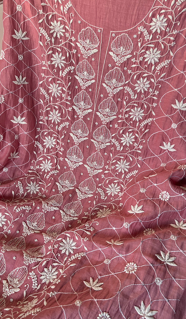 Women's Lakhnavi Handcrafted Mul Chanderi Kurta And Dupatta Set - HONC0288979