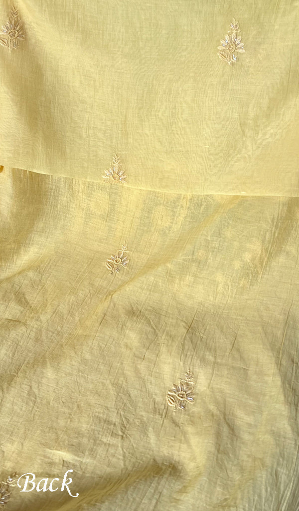 Women's Lakhnavi Handcrafted Mul Chanderi Unstitched Kurta And Dupatta Set - HONC0280842