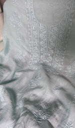 Load image into Gallery viewer, Women's Lakhnavi Handcrafted Mul Chanderi Unstitched Chikankari Full Suit Material - HONC0345045