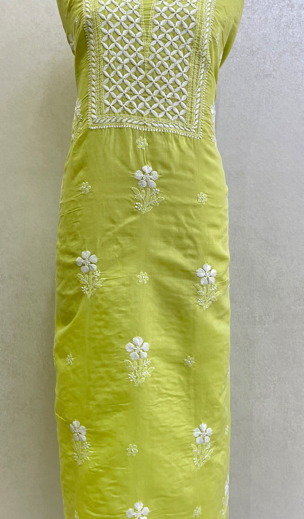 Women's Lakhnavi Handcrafted Cotton Chikankari Unstitched Kurti Fabric -HONC0125710