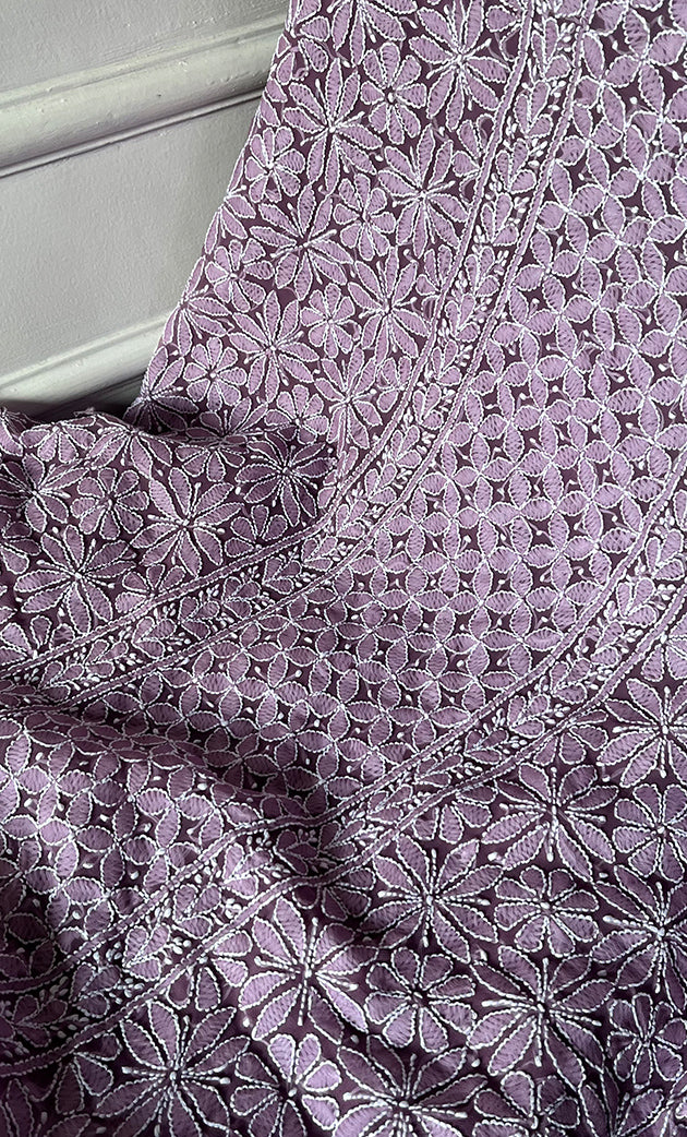 Vamika Women's Lucknowi Handcrafted Faux-Georgette Unstitched Chikankari Suit Material - HONC0330345