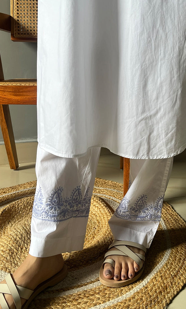 Enayat Women's Lakhnavi Handcrafted Cotton Chikankari Oversized Kurta And Pant Set - HONC0293626