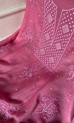 Load image into Gallery viewer, Women's Lakhnavi Handcrafted Unstitchd Mul Chanderi Kurta And Dupatta Set - HONC0310807