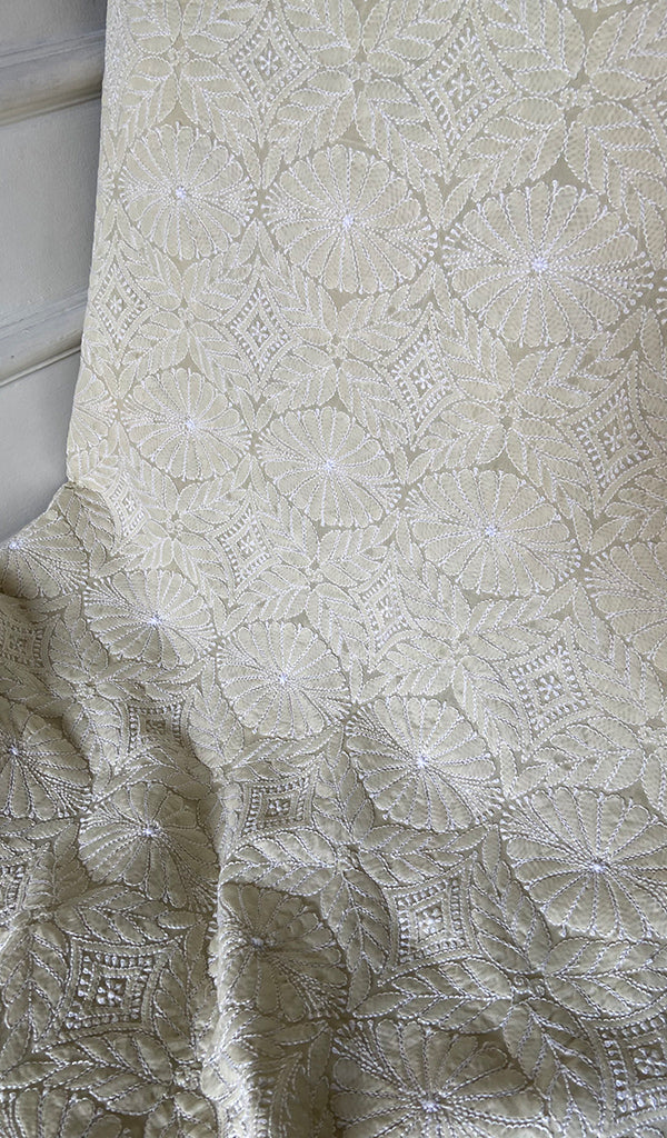 Women's Lakhnavi Handcrafted Cotton Unstitched Chikankari Suit Material - HONC0365125
