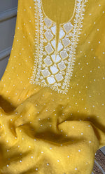 Load image into Gallery viewer, Jazba Women&#39;s Lakhnavi Handcrafted Mul Chanderi Unstitched Kurta And Dupatta Set- HONC0298592
