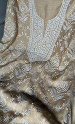 将图像加载到图库查看器中， Women&#39;s Lakhnavi Handcrafted Munga Silk Chikankari Kurta And Dupatta Set- HONC0272992

