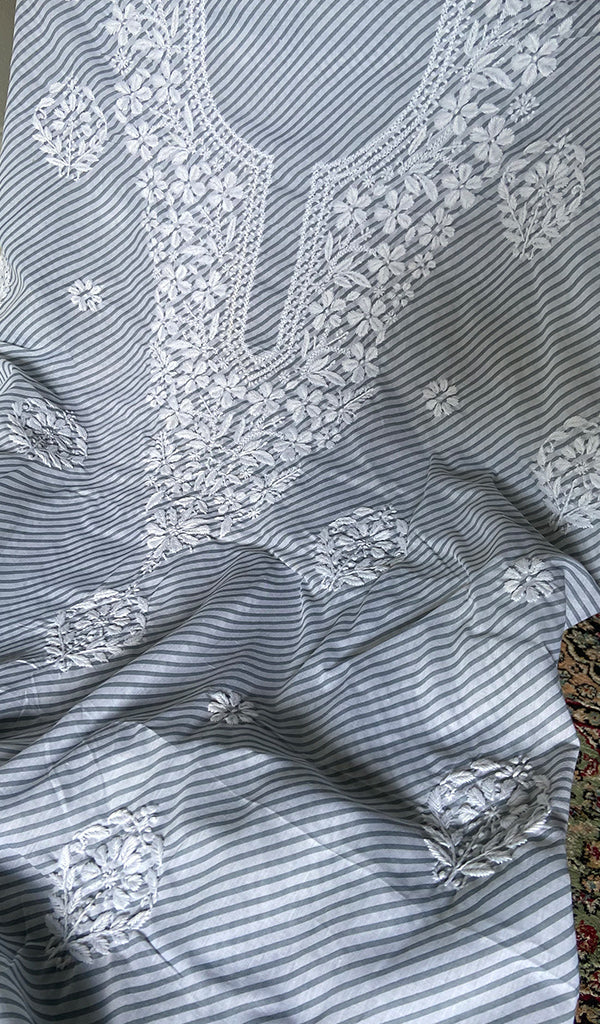 Women's Lakhnavi Handcrafted Cotton Chikankari Unstitched Kurti Fabric - HONC0364272