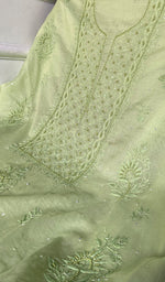 将图像加载到图库查看器中， Women's Lakhnavi Handcrafted Mul Chanderi Unstitched Chikankari Full Suit Material - HONC0328111