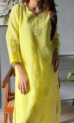 Load image into Gallery viewer, Umnaaz Women&#39;s Lakhnavi Handcrafted Organza Chikankari Kurti- HONC0115941
