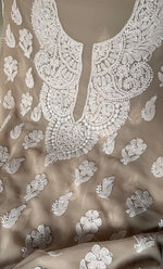 将图像加载到图库查看器中， Laila Women's Lucknowi Handcrafted Faux-Georgette Unstitched  Chikankari Suit Material - HONC0330381