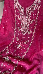 Load image into Gallery viewer, Women's Lakhnavi Handcrafted Mul Chanderi Unstitched Chikankari Full Suit - HONC0364041
