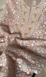 Load image into Gallery viewer, Women&#39;s Lakhnavi Handcrafted Pure Organza Chikankari Unstitched Kurta And Dupatta Set- HONC0318888
