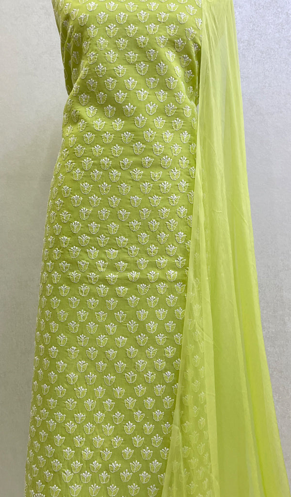 Women's Lakhnavi Handcrafted Cotton Chikankari Suit Material- HONC056910