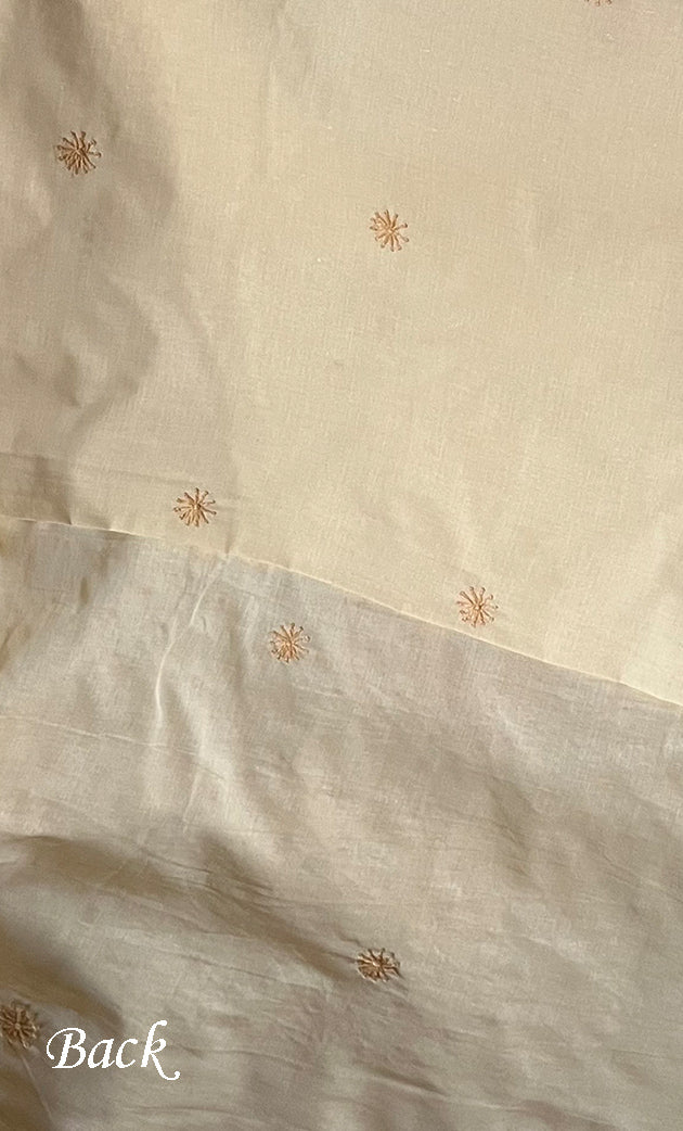 Lucknowi Handcrafted Cotton Chikankari Unstitched Men's Kurta Fabric - HONC0289825