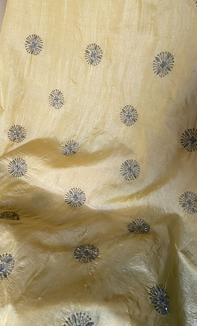 Women's Lakhnavi Handcrafted Tussar Silk Chikankari Kurta And Dupatta Set - HONC0314560