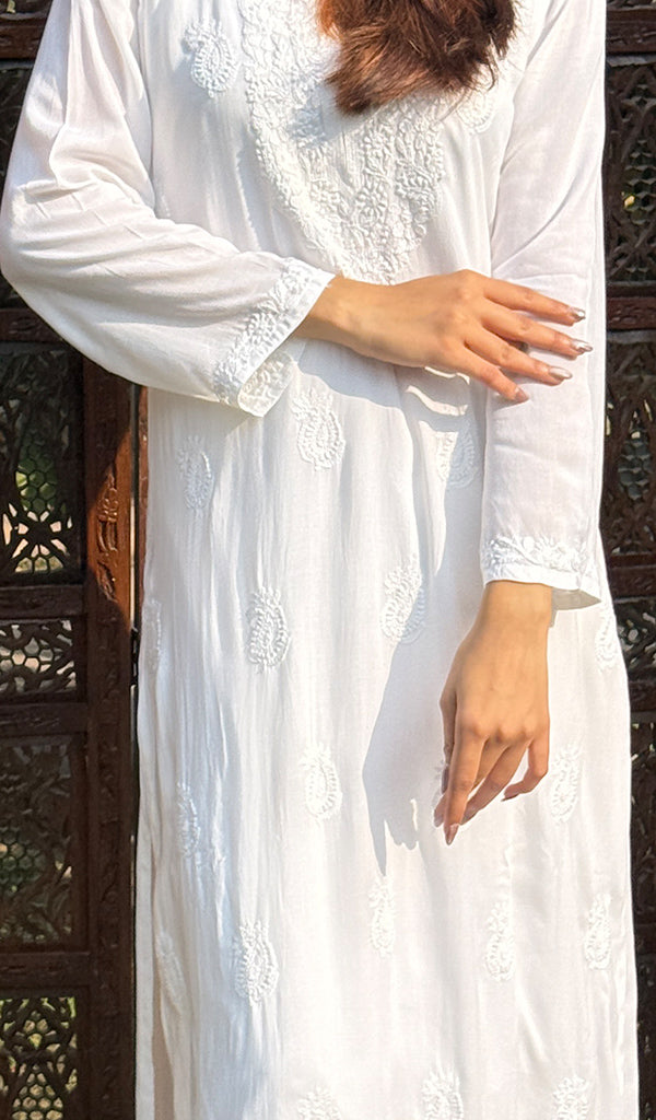 Women's Lucknowi Handcrafted Cotton Chikankari Kurti - HONC02258600