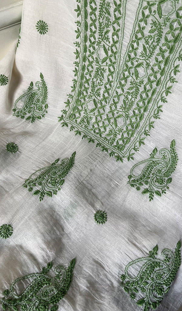 Women's Lakhnavi Handcrafted Mul Chanderi Kurta And Dupatta Set - HONC0263963