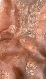 Load image into Gallery viewer, Women&#39;s Lakhnavi Handcrafted Pure Organza Chikankari Unstitched Kurta And Dupatta Set- HONC0266188
