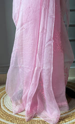 Load image into Gallery viewer, Women&#39;s Lucknowi Handcrafted Pure Organza Silk Chikankari Saree - HONC02283189
