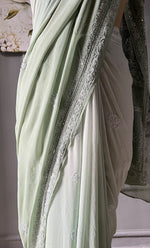 Load image into Gallery viewer, Women&#39;s Lakhnavi Handcrafted Pure Silk Georgette Chikankari - HONC0287581
