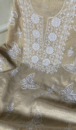 Load image into Gallery viewer, Women&#39;s Lucknowi Handcrafted Tissue Chanderi Chikankari UnStitched Kurta And Dupatta Set - HONC0257362
