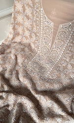 Load image into Gallery viewer, Women&#39;s Lakhnavi Handcrafted Pure Silk Georgette Chikankari Kurta And Dupatta Set- HONC0260017
