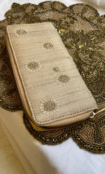 Load image into Gallery viewer, Nazrana Chikankari Handcrafted Beige Purse – Elegant Embroidered Wallet - HONC0310081
