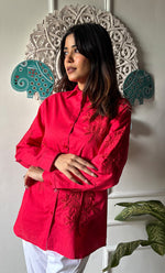 将图像加载到图库查看器中， Women&#39;s Lakhnavi Handcrafted Cotton Chikankari Top - HONC0299406
