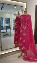 Load image into Gallery viewer, Women&#39;s Lakhnavi Handcrafted Mul Chanderi Unstitched Kurta And Dupatta Set - HONC0252771
