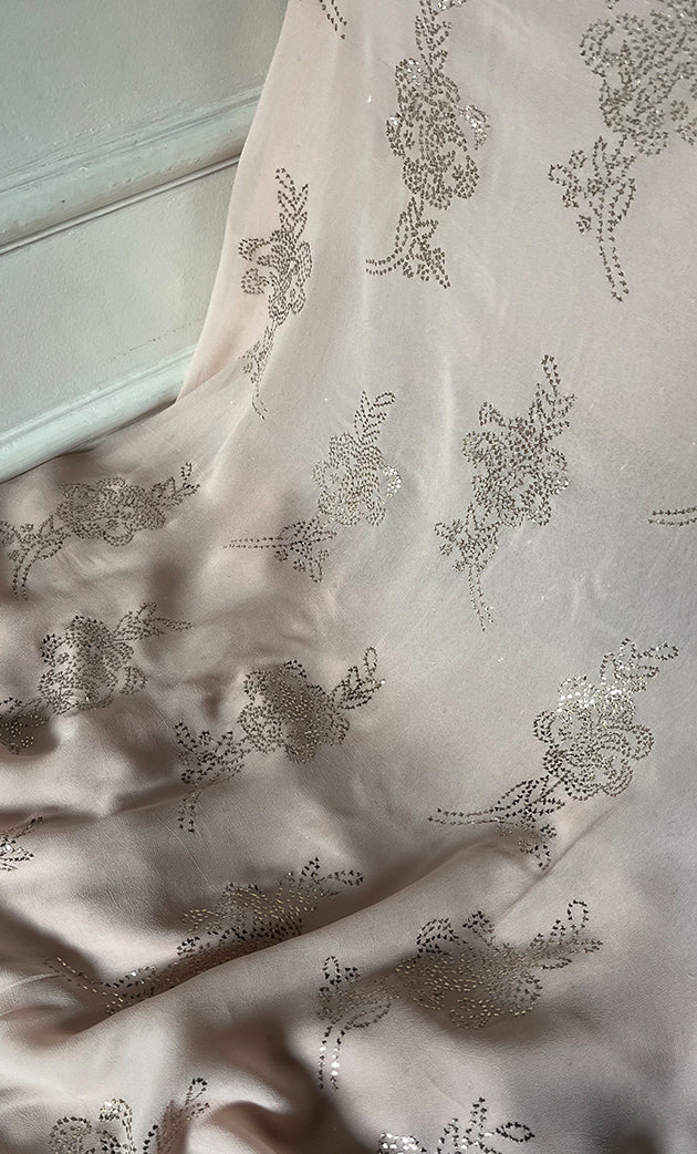 Women's Lucknowi Handcrafted Viscose Georgette Unstitched Chikankari Suit Material - HONC0336840