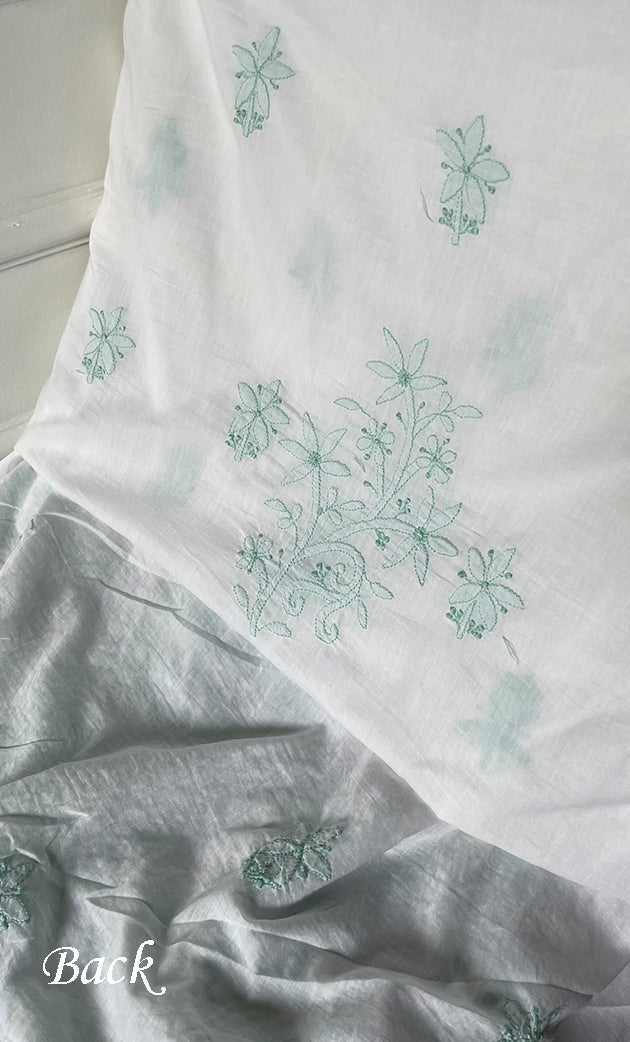 Women's Lakhnavi Handcrafted Cotton Chikankari Unstitched Kurti Fabric - HON0318050