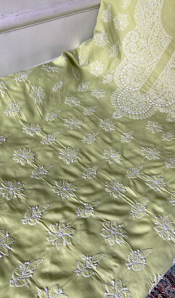 Women's Lakhnavi Handcrafted Cotton Unstitched Chikankari Suit Material - HONC0360798