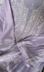 Load image into Gallery viewer, Women&#39;s Lakhnavi Handcrafted Mul Chanderi Semi -stitched Chikankari Full Suit Material - HONC0296116
