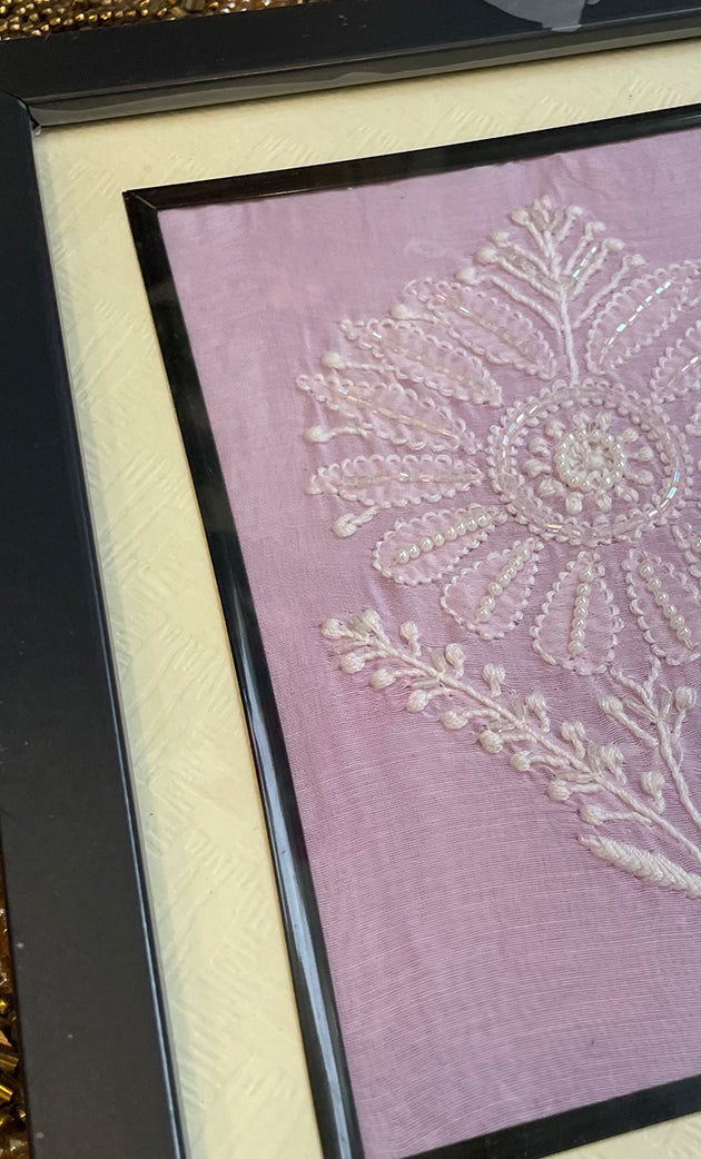 Chikankari Momento Frame – Handcrafted Embroidery (7x 9 Inch, Purple ) - HONC0269442